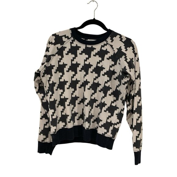Splits59 Sweater Women Small Crew Neck Long Sleeve Houndstooth Cotton Pullover - Picture 1 of 10